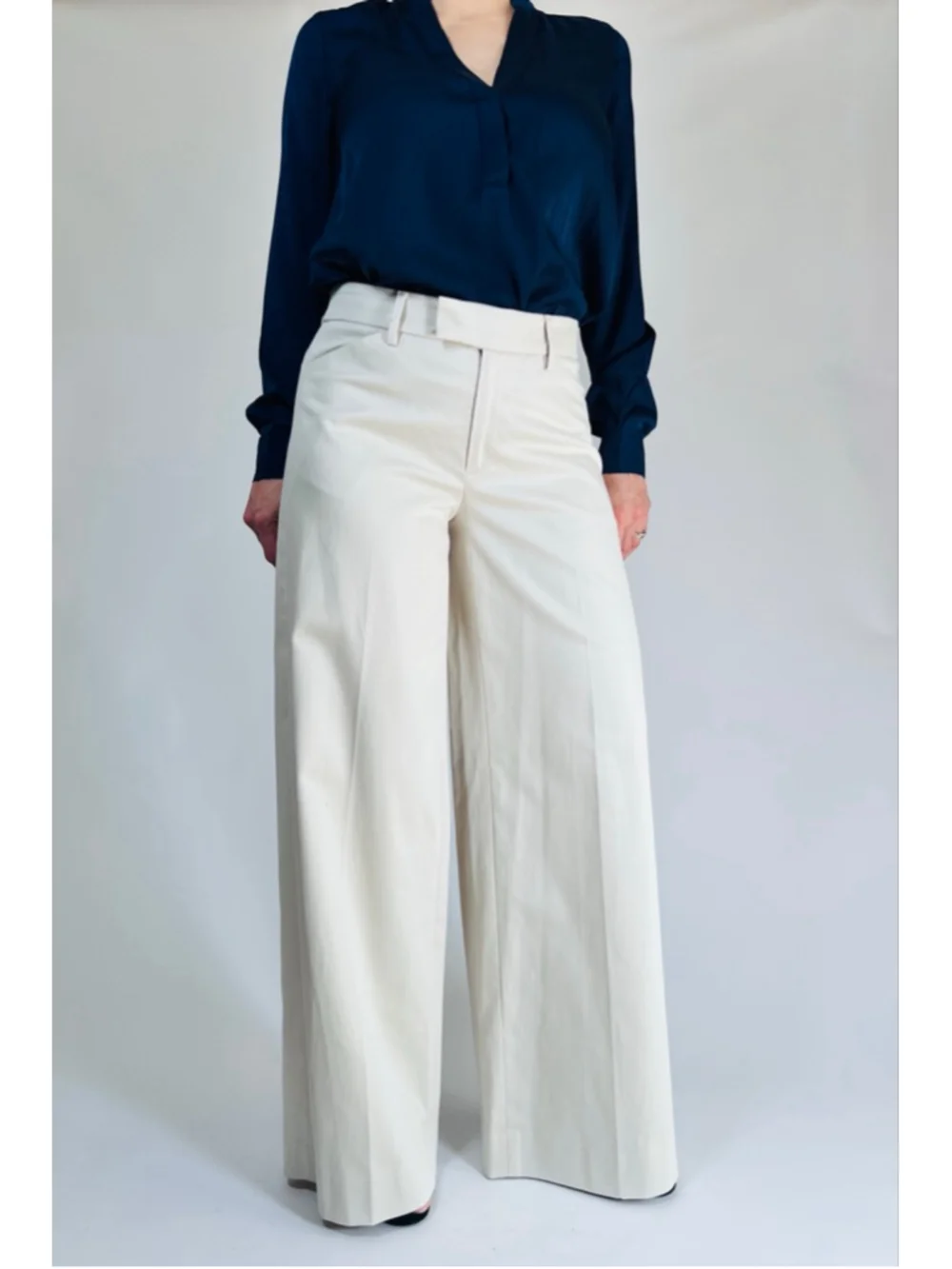 NWT Banana Republic Womans Pants Wide Leg Pants Size 4 Beige Cream